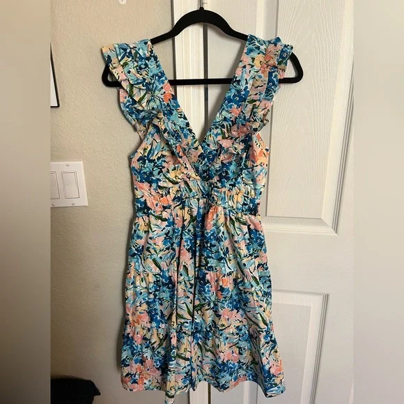 Abercrombie & Fitch Blue and Pink Floral Mini Dress size small - Picture 1 of 6